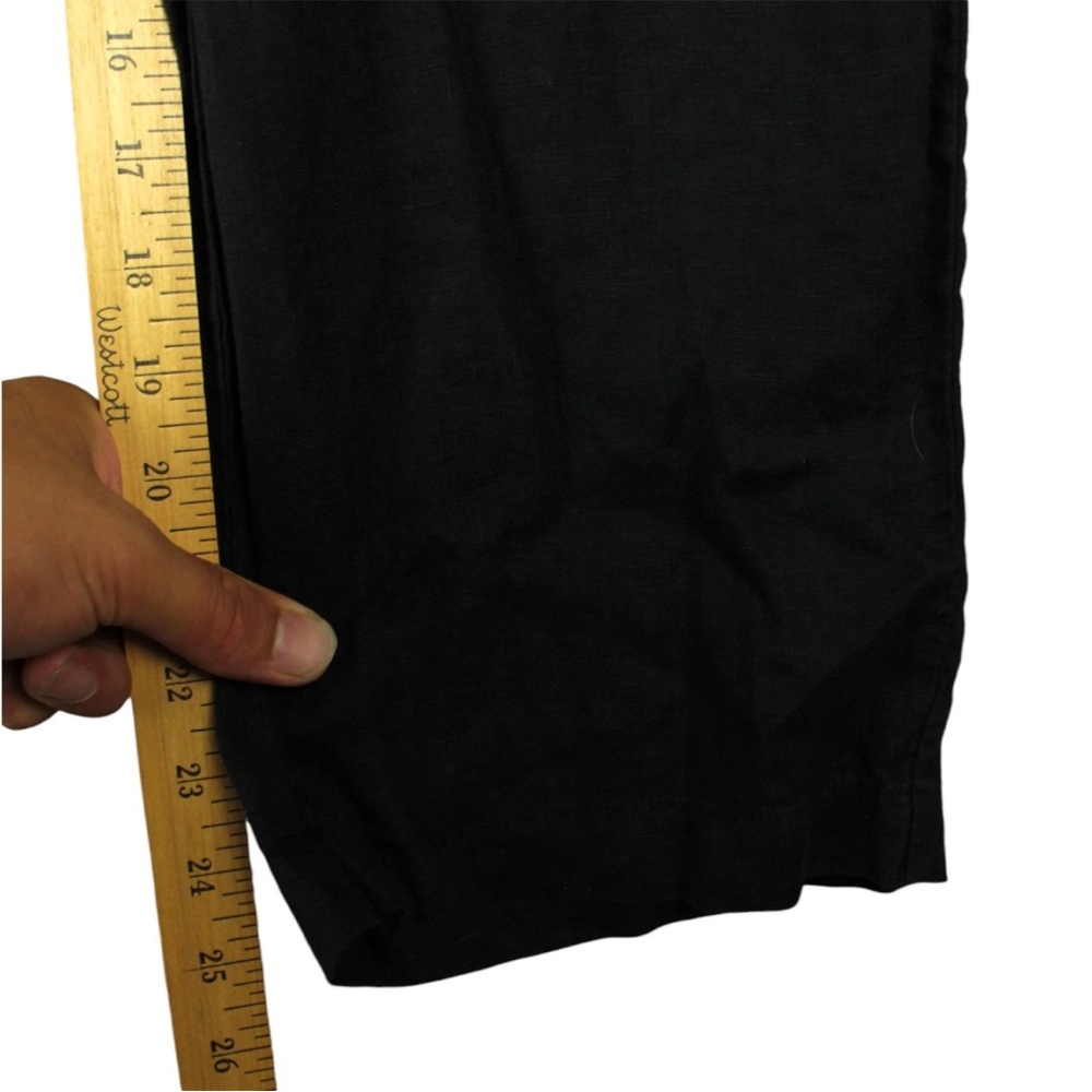 Quince 100% Linen Cropped Straight Leg Pants Womens Medium 32x26 Black Casual - Picture 8 of 10